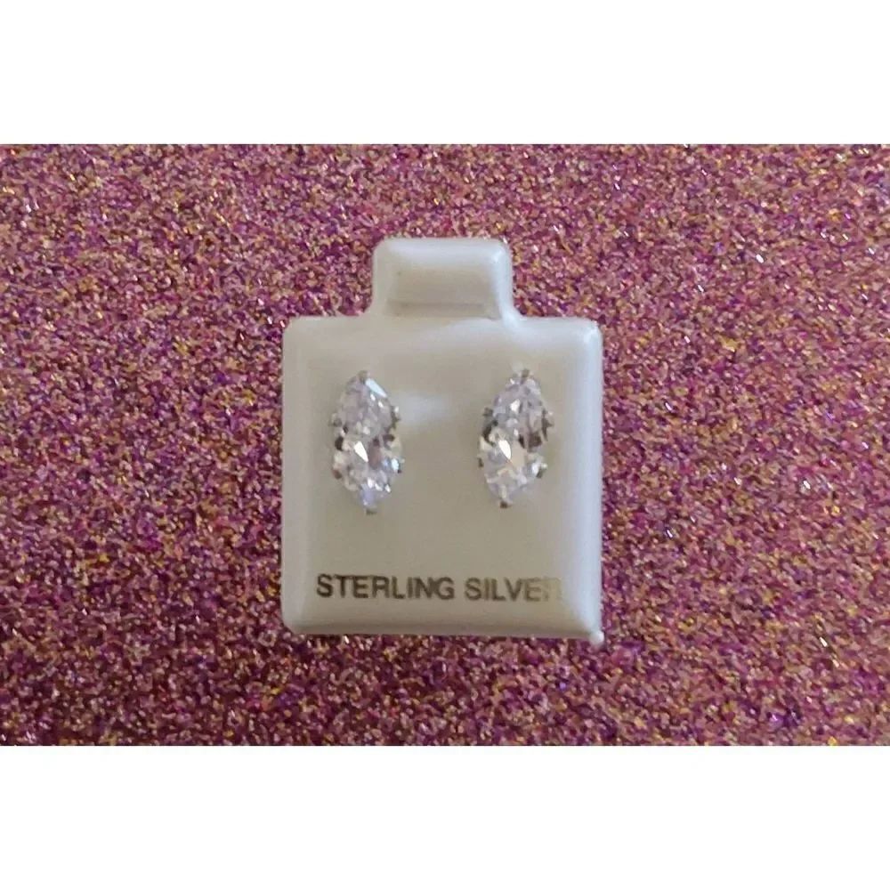 New Sterling Silver 2 Ct. Marquise Cut Sim Diamond Stud Earrings~.925